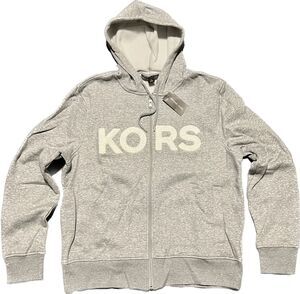 Michael Kors Full Zip Spellout Hoodie Jacket Mens size XL Chenille MK Logo